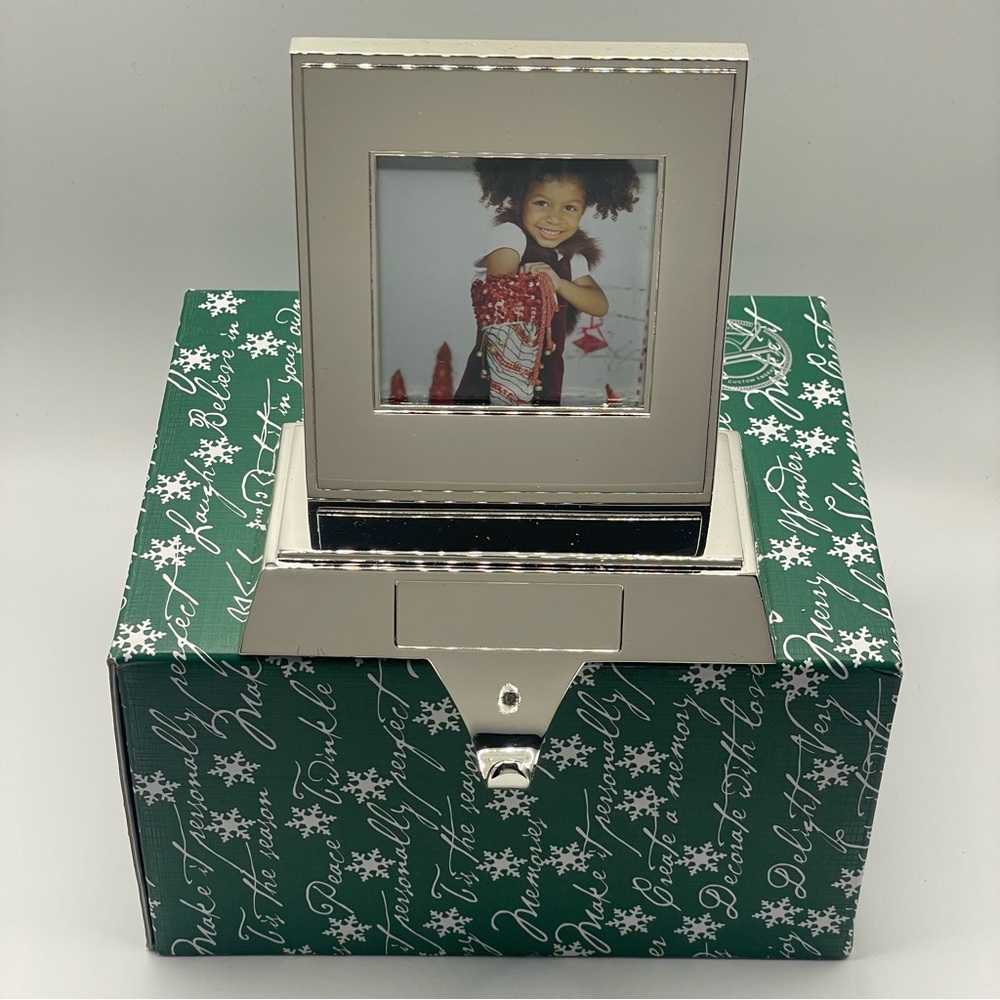 Things Remembered Silver Tone Photo Frame Christmas Stocking Holder